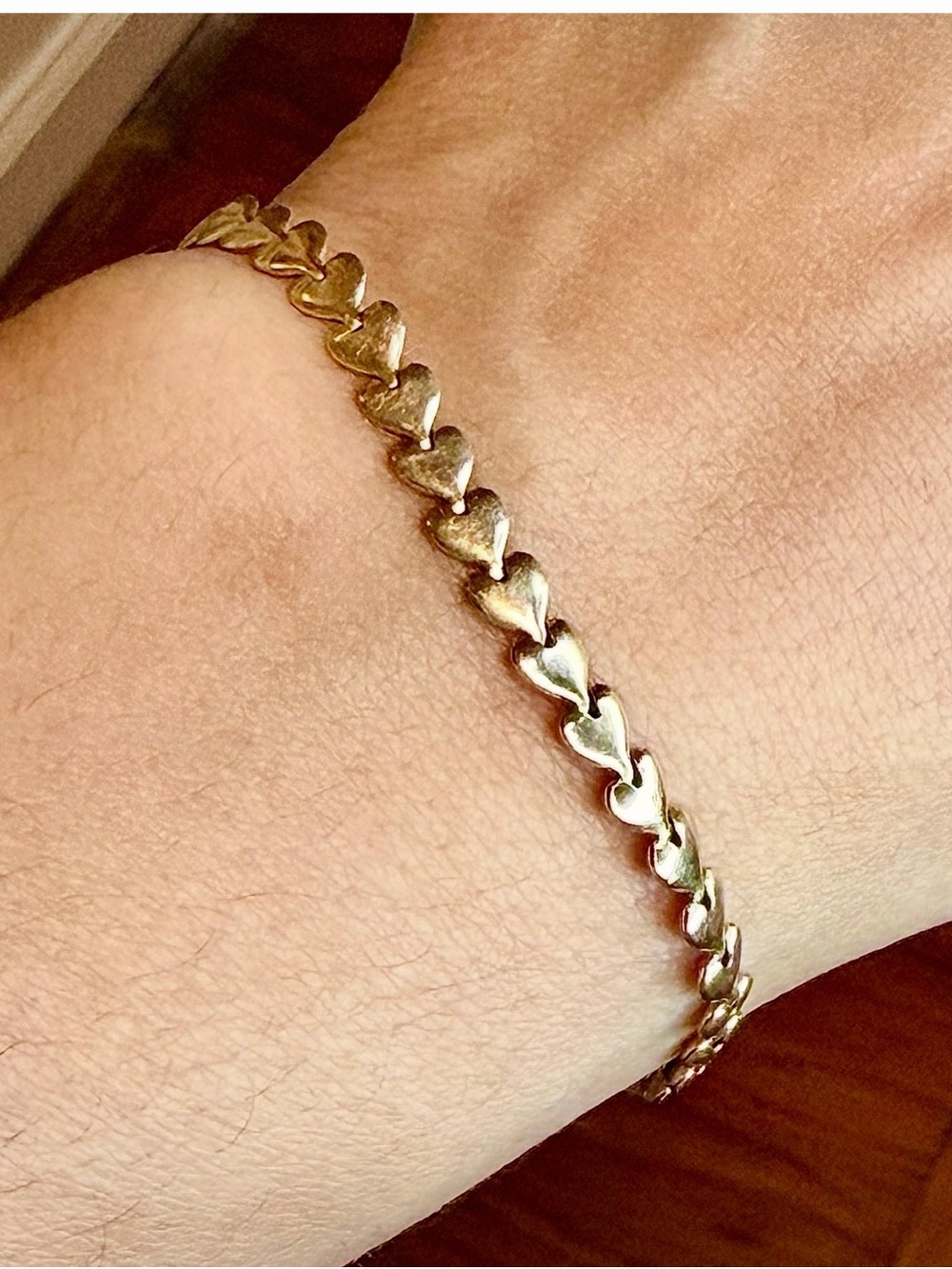 14 k Gold Heart Link Bracelet - Women's Jewelry 2.2 dwt 7.25”